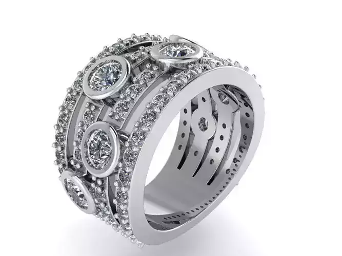 4-Row Thick  Diamond ring 2219 3D print model