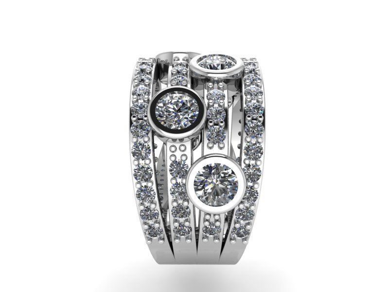 4-Row Thick Diamond ring 2219 3D print model 3D print model_3