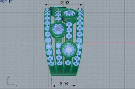 4-Row Thick Diamond ring 2219 3D print model 3D print model_7