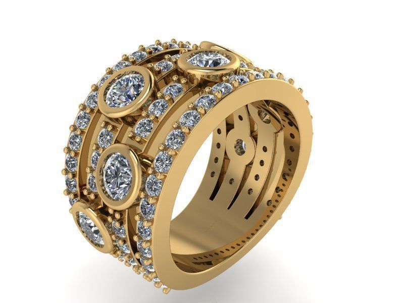 4-Row Thick Diamond ring 2219 3D print model 3D print model_1