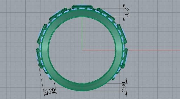 4-Row Thick Diamond ring 2219 3D print model 3D print model_6