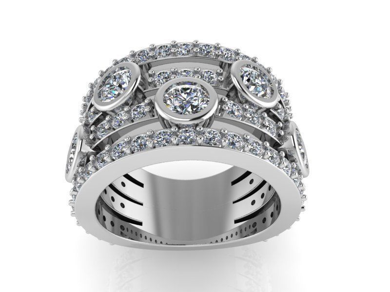 4-Row Thick Diamond ring 2219 3D print model 3D print model_2