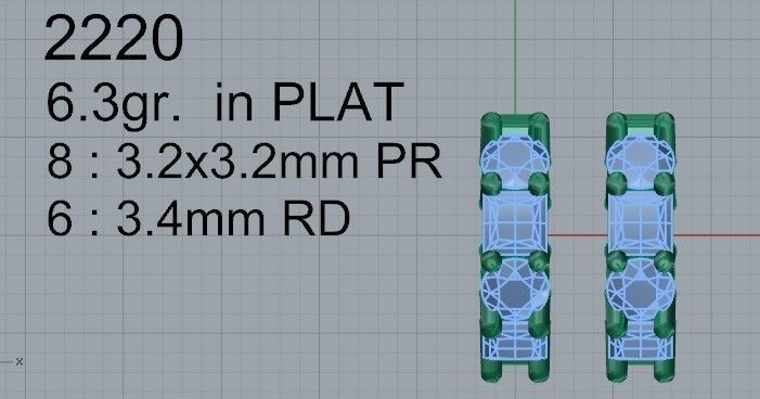Earring with Diamond stones 2220 3D print model 3D print model_4