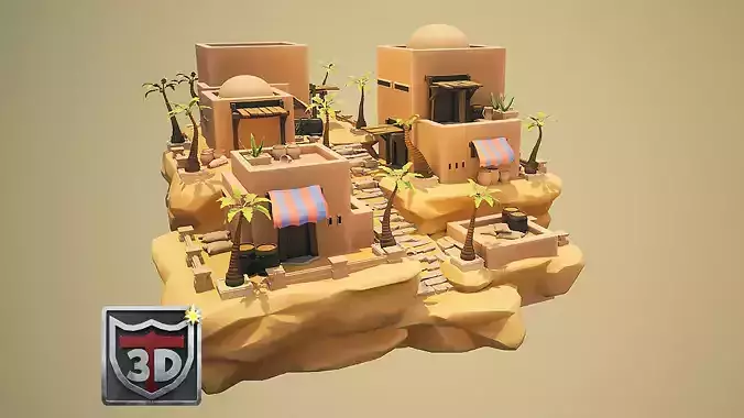 Stylized Desert Town Environment Modular Pack