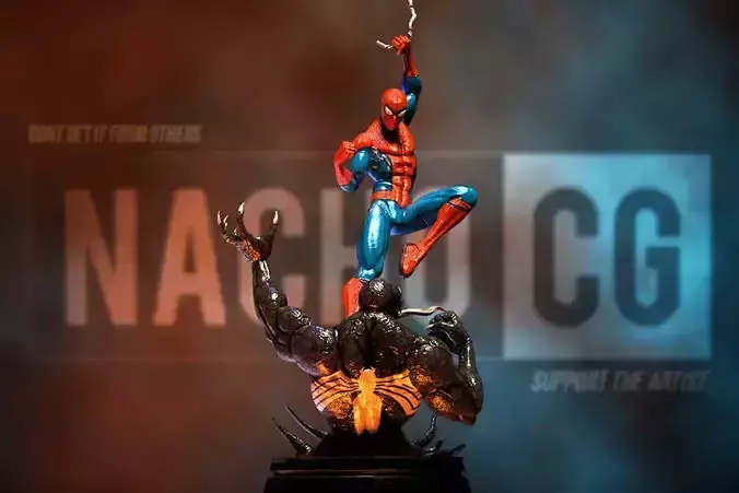 Fan Art Spiderman Vs Venom - Statue 3D print model