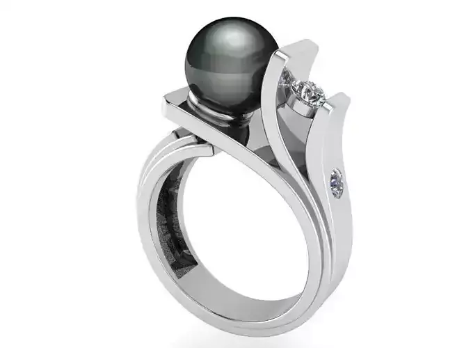 Round black stone ring 2226 3D print model