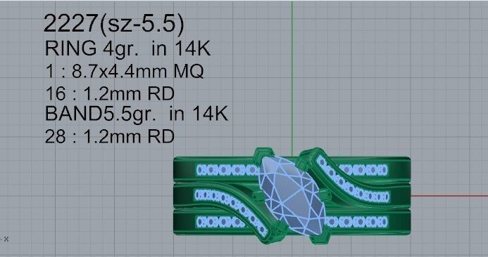 Diamond ring with 2-Bands 2227 3D print model 3D print model_4
