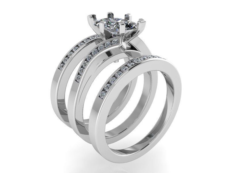 Diamond ring with 2-Bands 2227 3D print model 3D print model_3