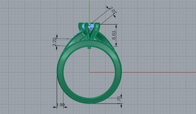 Diamond ring with 2-Bands 2227 3D print model 3D print model_6