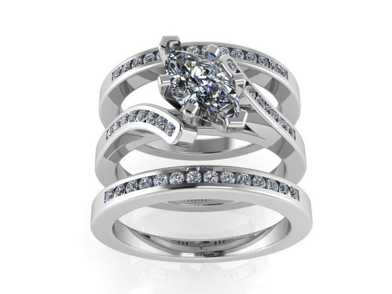 Diamond ring with 2-Bands 2227 3D print model 3D print model_1