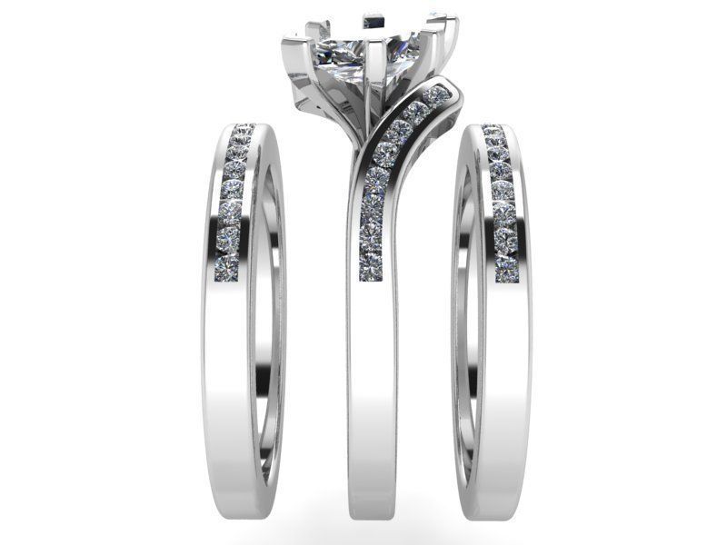 Diamond ring with 2-Bands 2227 3D print model 3D print model_2