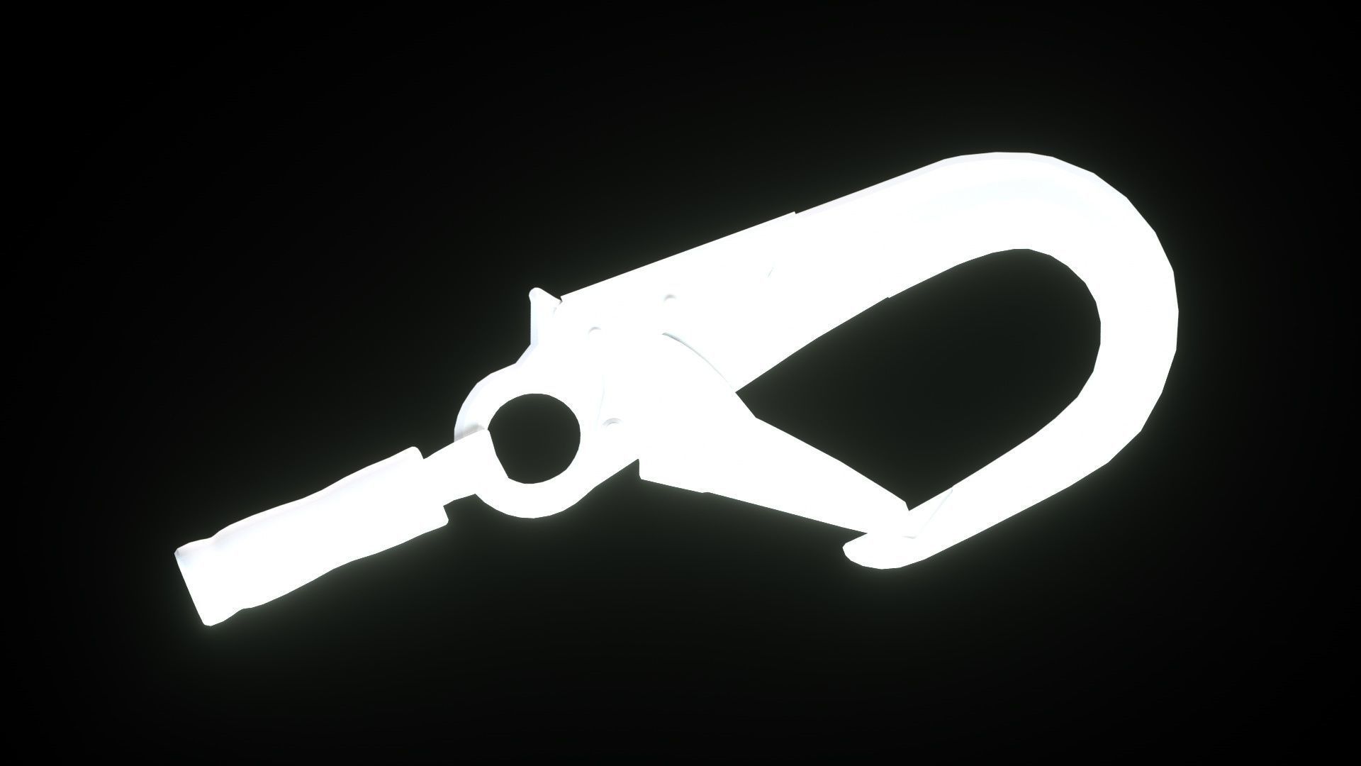 carabiner hook with orange handle Low-poly 3D model_1