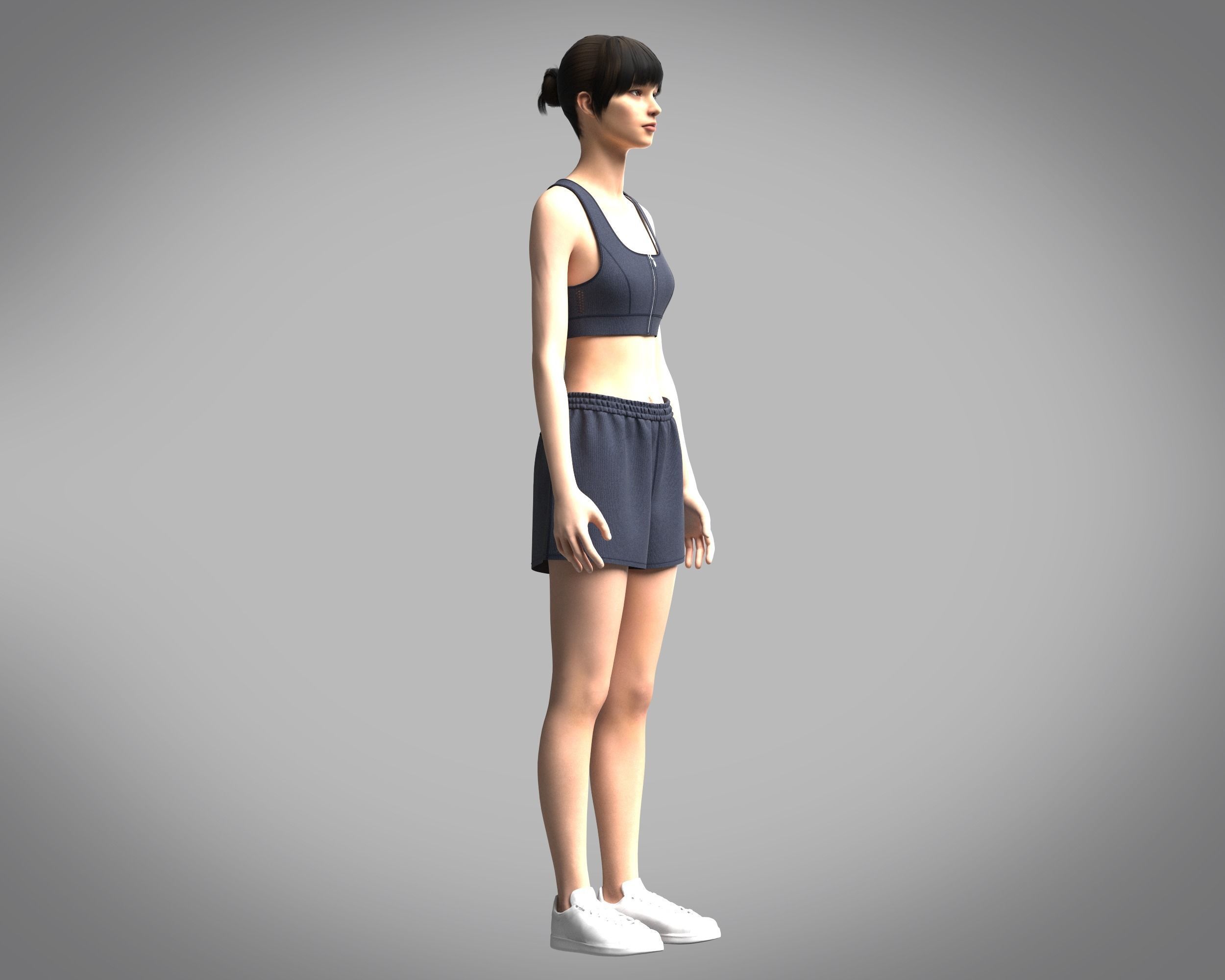 Ladies zip Bra and Shorts 3D model_8