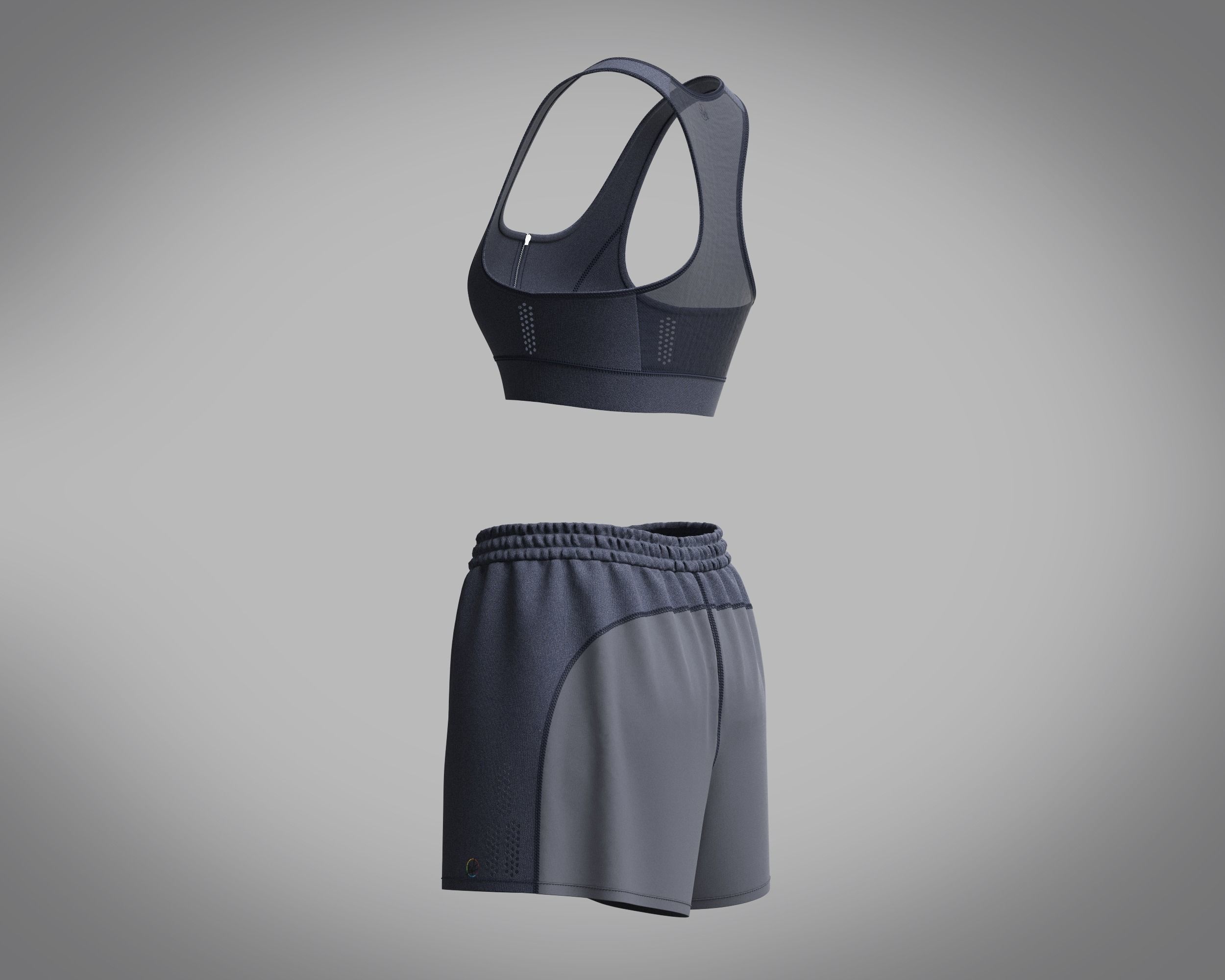 Ladies zip Bra and Shorts 3D model_2