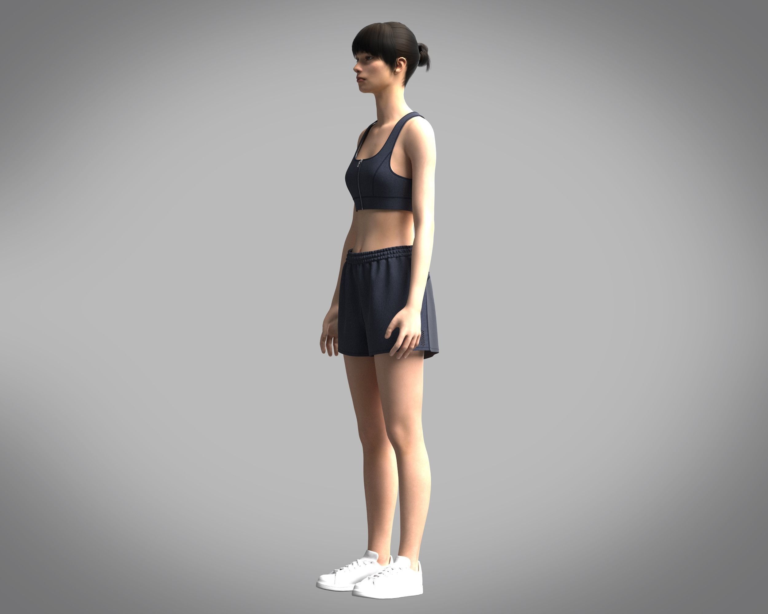 Ladies zip Bra and Shorts 3D model_11