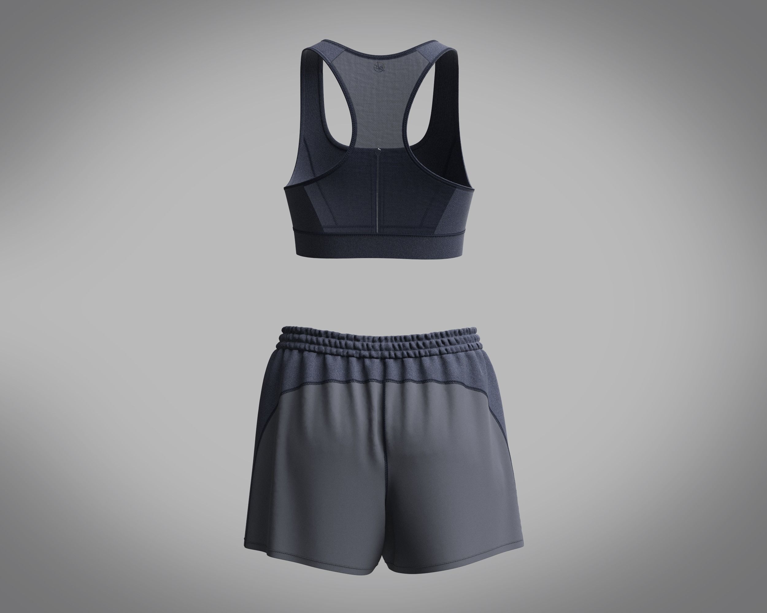 Ladies zip Bra and Shorts 3D model_6