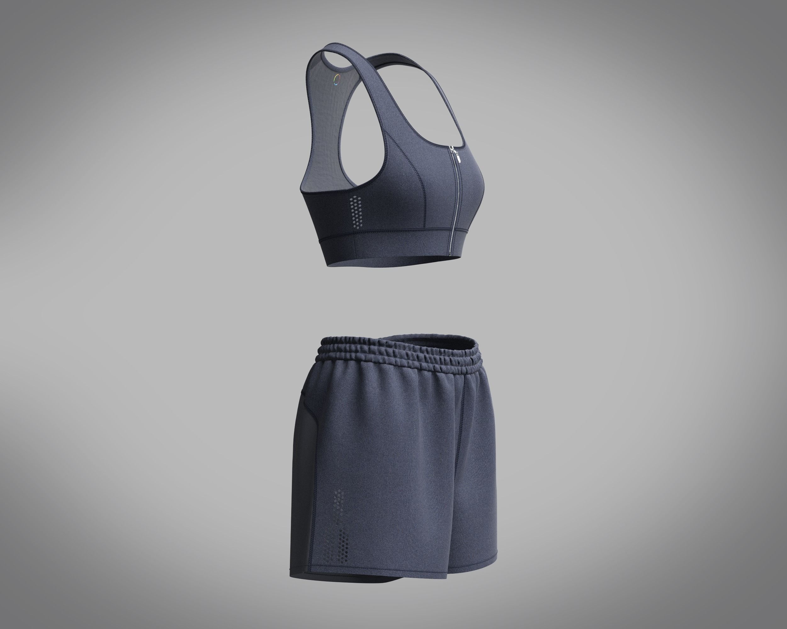 Ladies zip Bra and Shorts 3D model_4