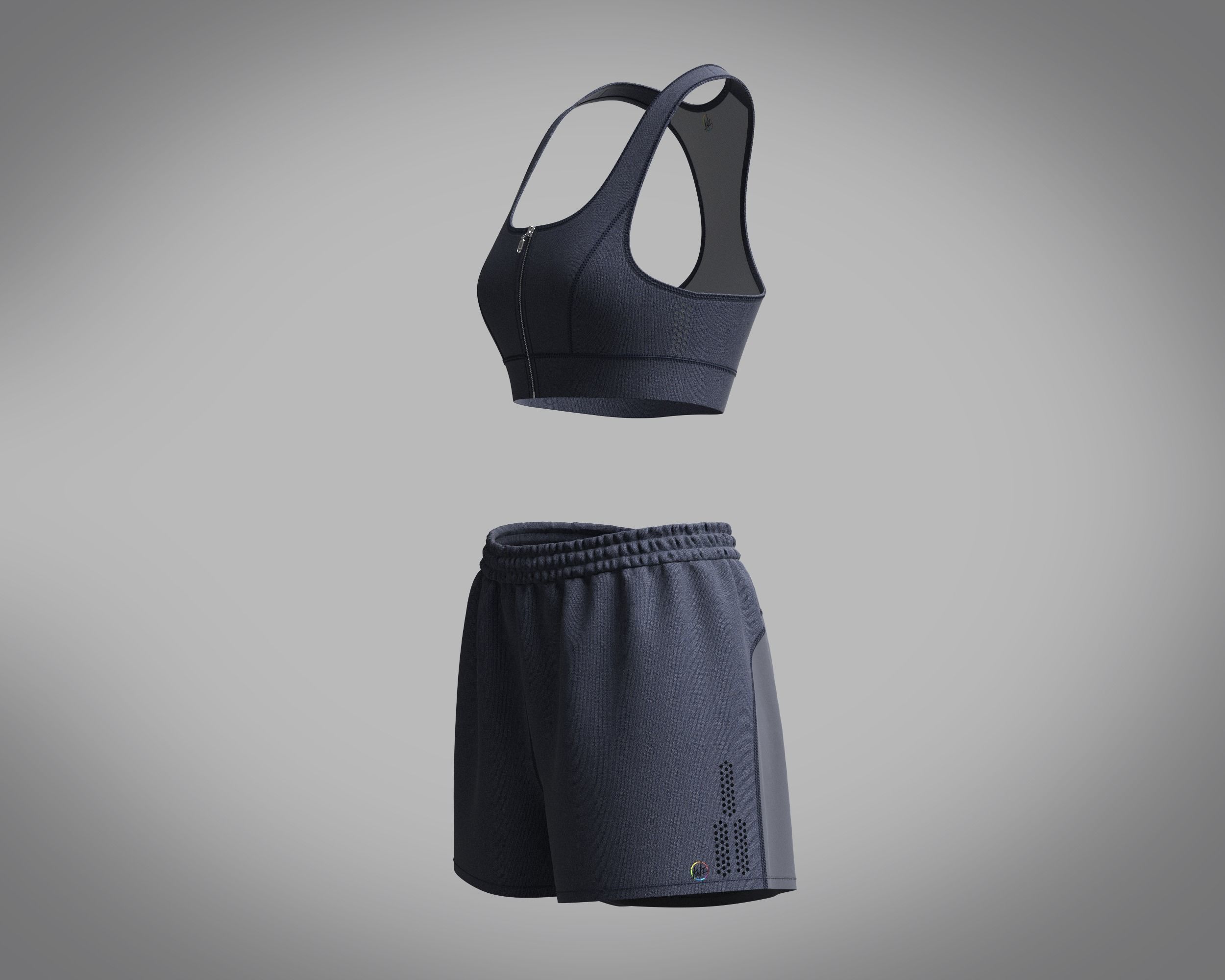 Ladies zip Bra and Shorts 3D model_3