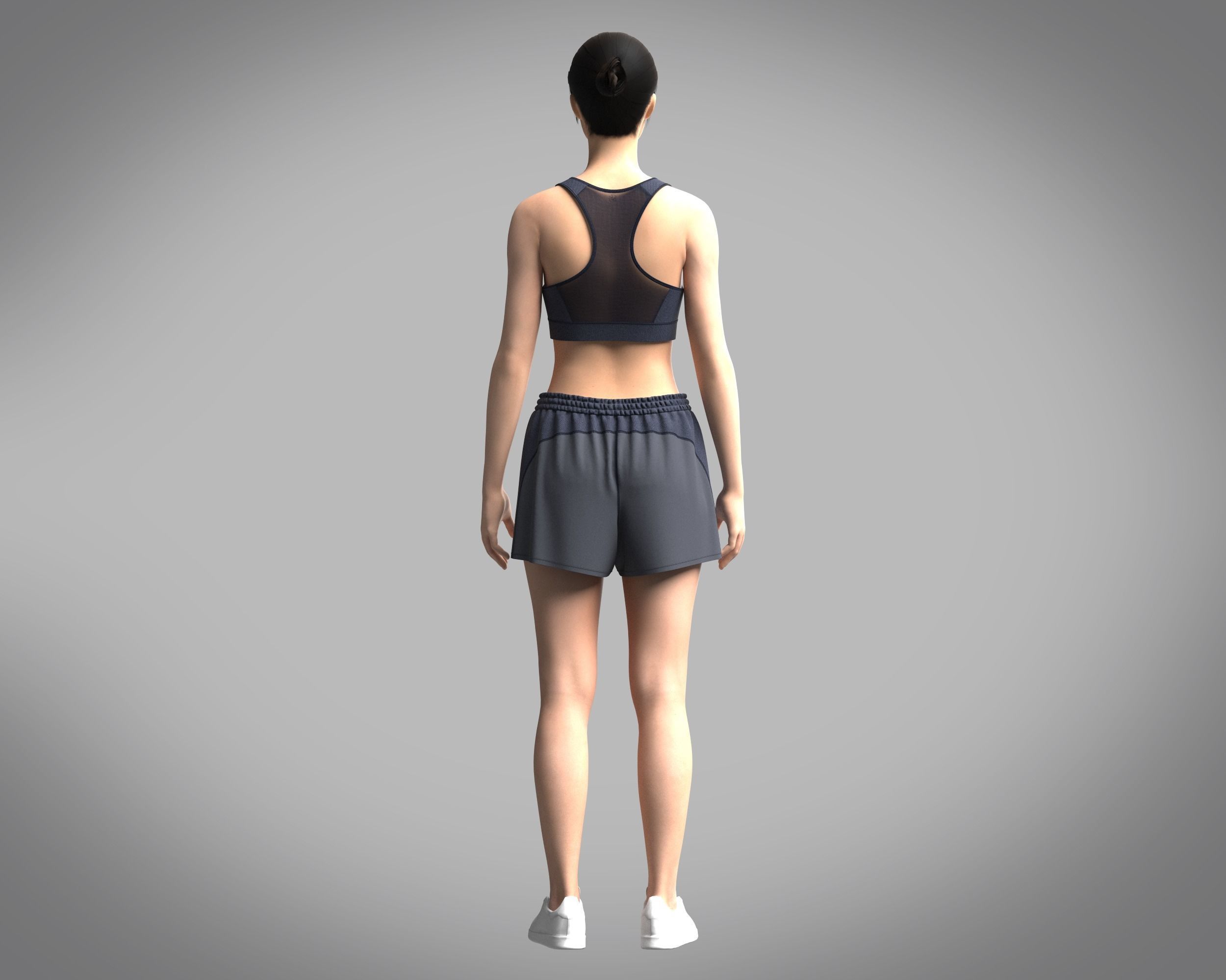 Ladies zip Bra and Shorts 3D model_9