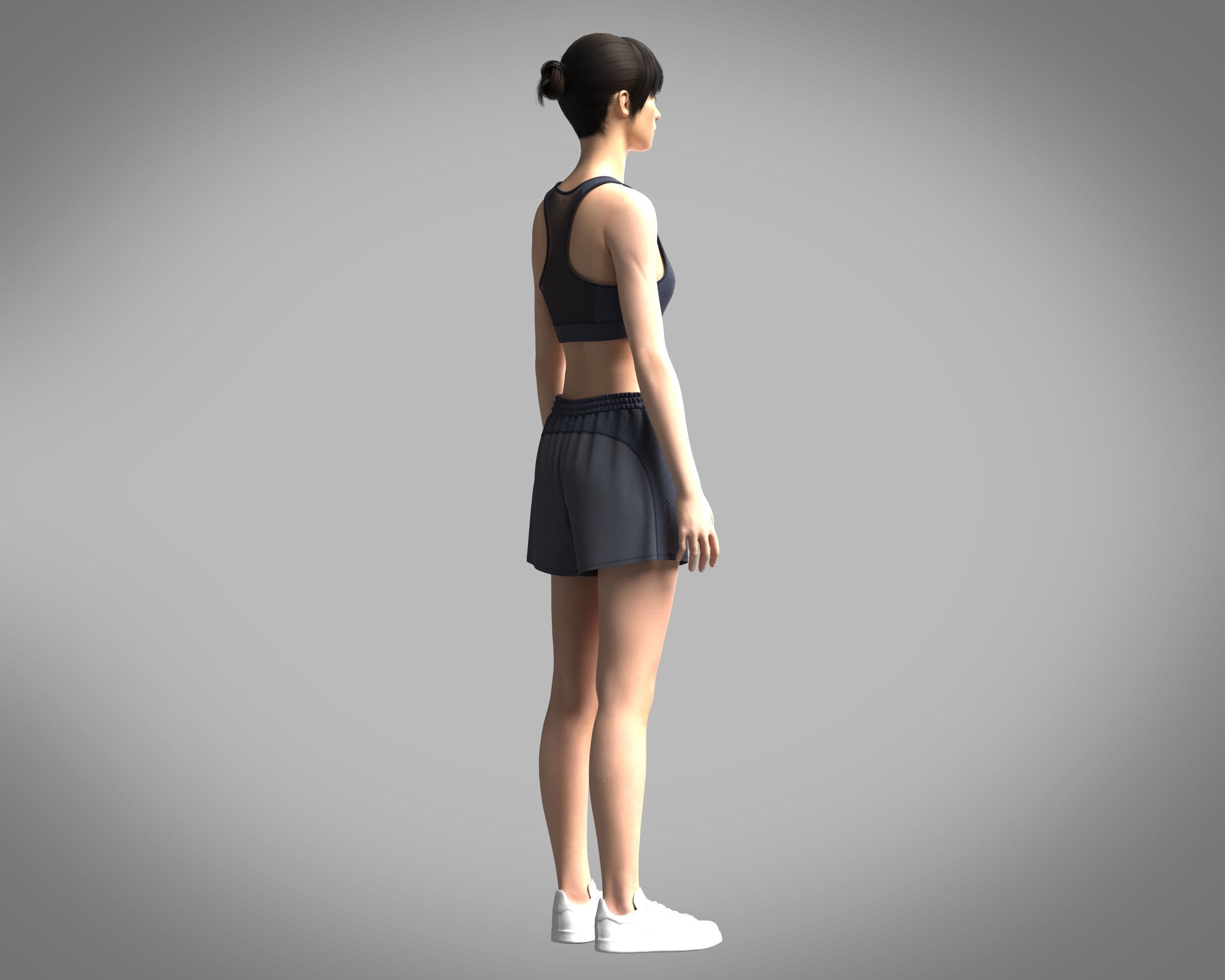 Ladies zip Bra and Shorts 3D model_7