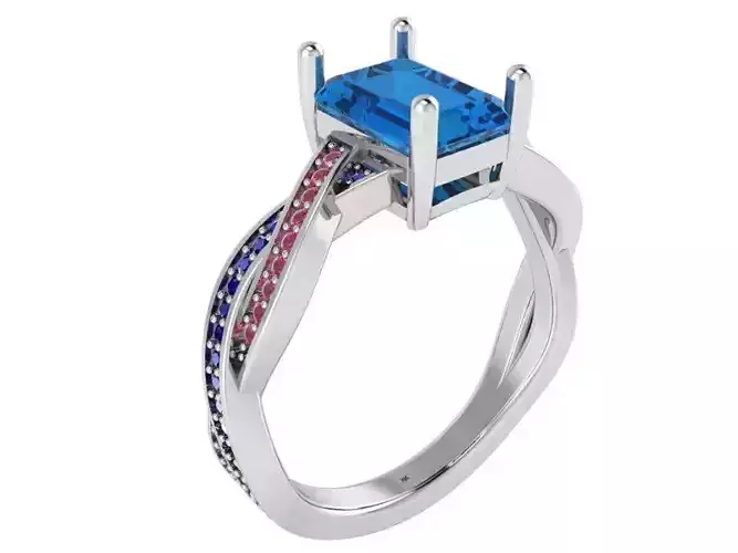 Big Blue Ring with colorful stones 2229 3D print model 3D print model