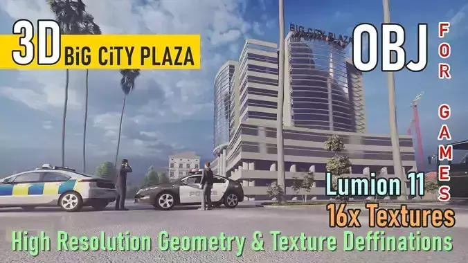 Big City Plaza Low-poly 3D model
