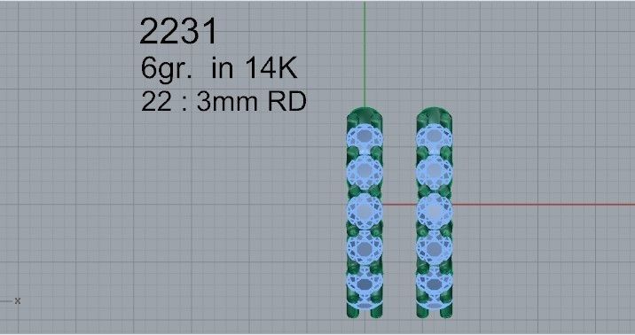 6-Stone Diamond Earring 2231 3D print model 3D print model_4