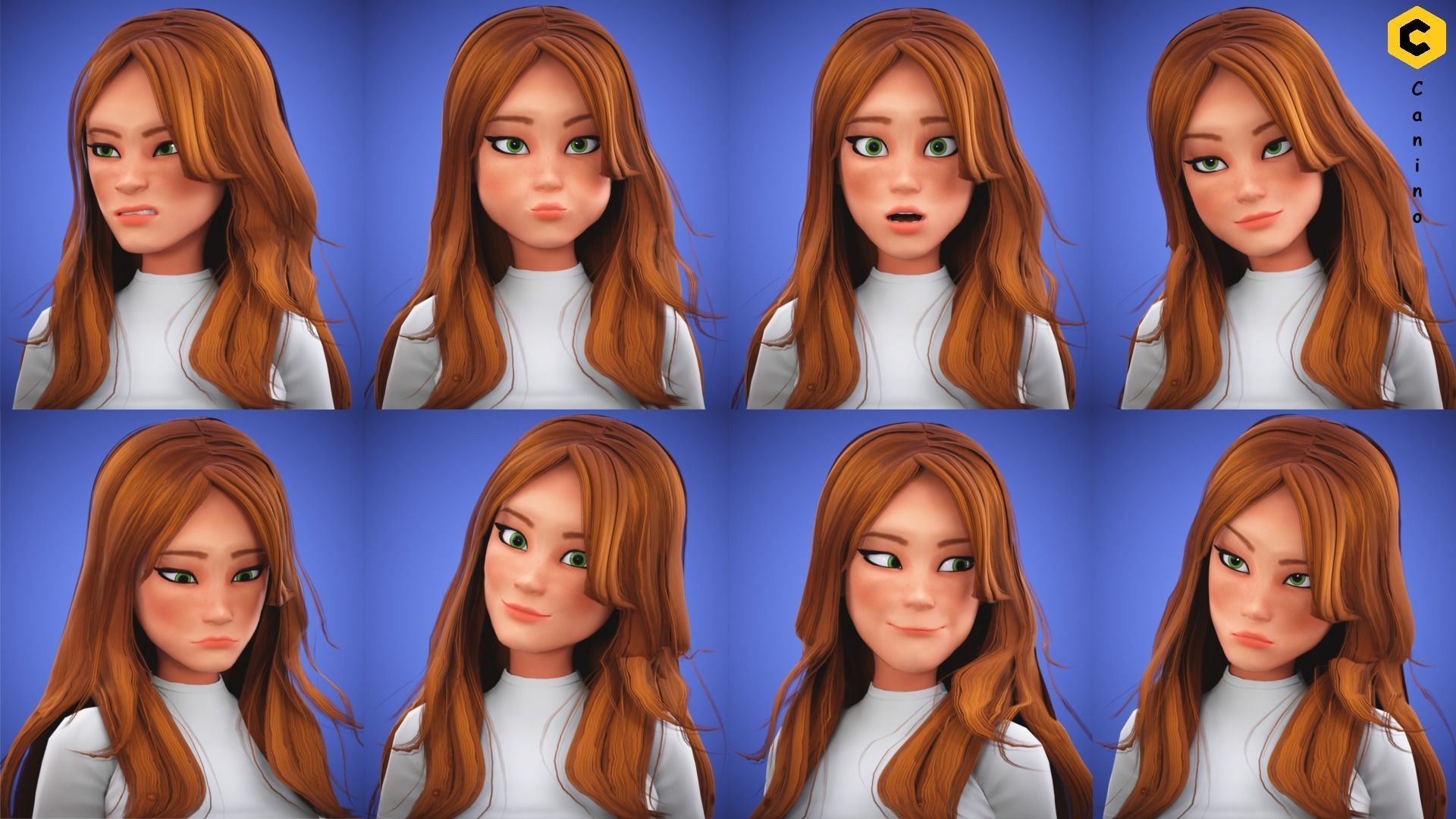 Free Game Cartoon Stylized Girl Character MJ rigged Free low-poly 3D model_1