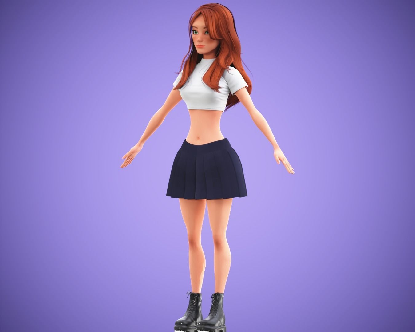 Free Game Cartoon Stylized Girl Character MJ rigged Free low-poly 3D model_8