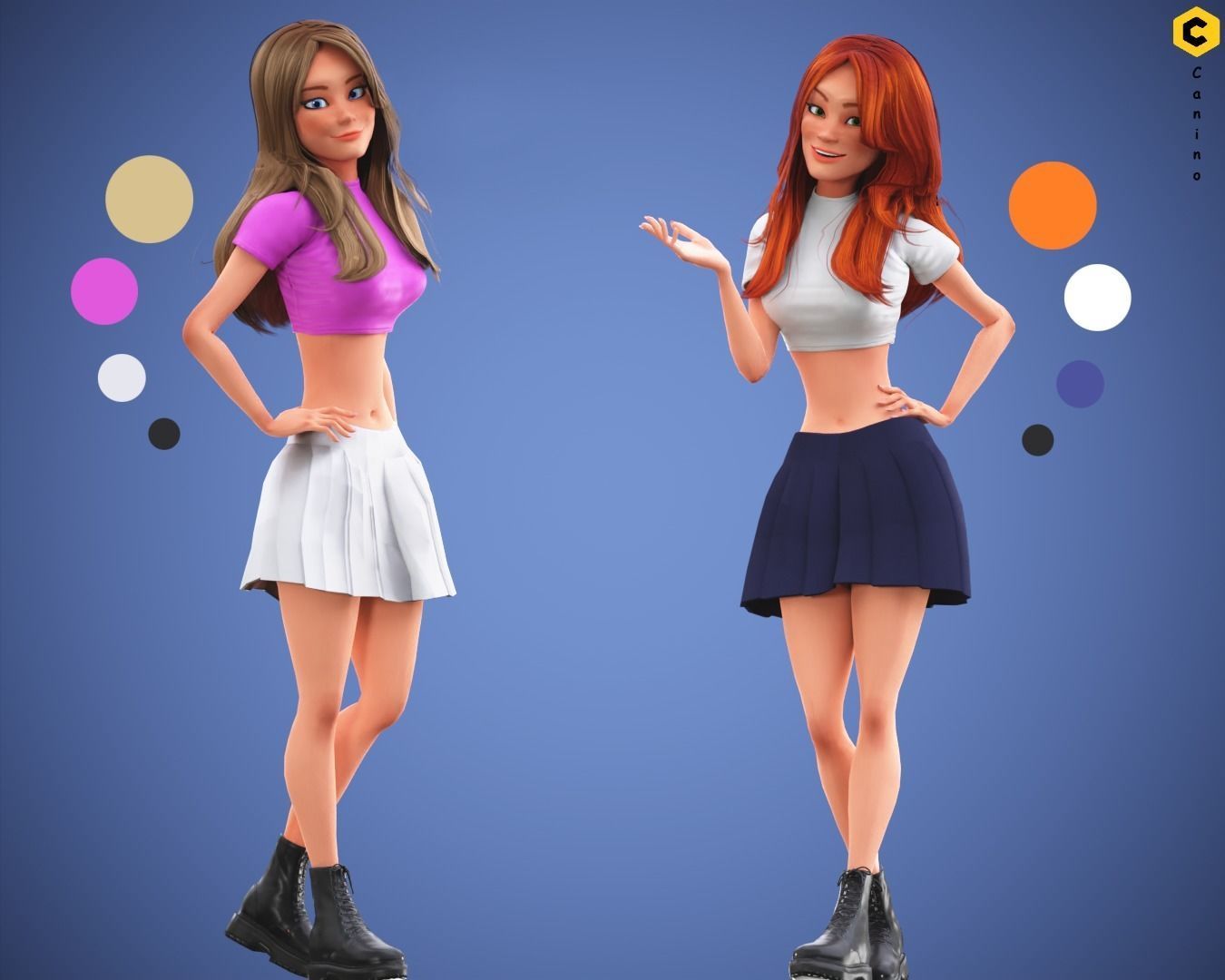 Free Game Cartoon Stylized Girl Character MJ rigged Free low-poly 3D model_2