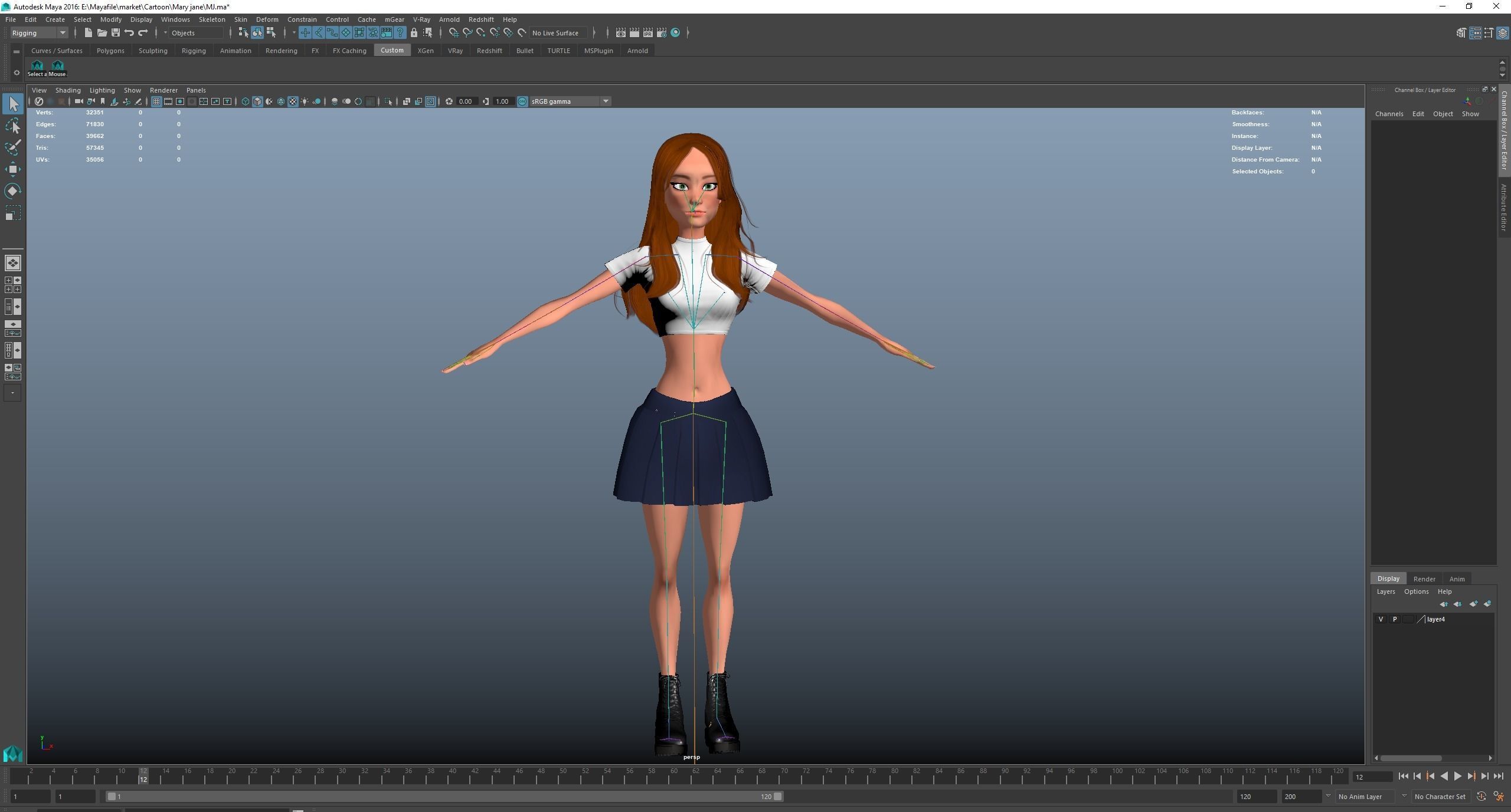 Free Game Cartoon Stylized Girl Character MJ rigged Free low-poly 3D model_24