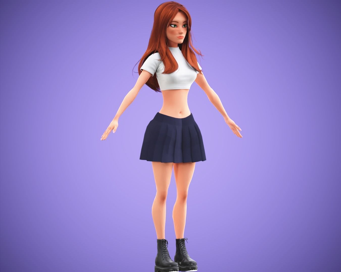 Free Game Cartoon Stylized Girl Character MJ rigged Free low-poly 3D model_11