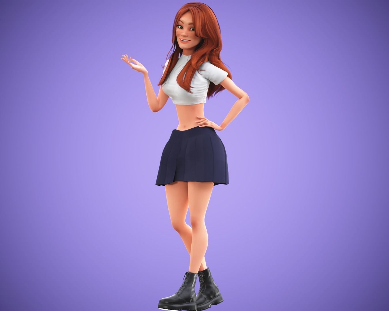 Free Game Cartoon Stylized Girl Character MJ rigged Free low-poly 3D model_7