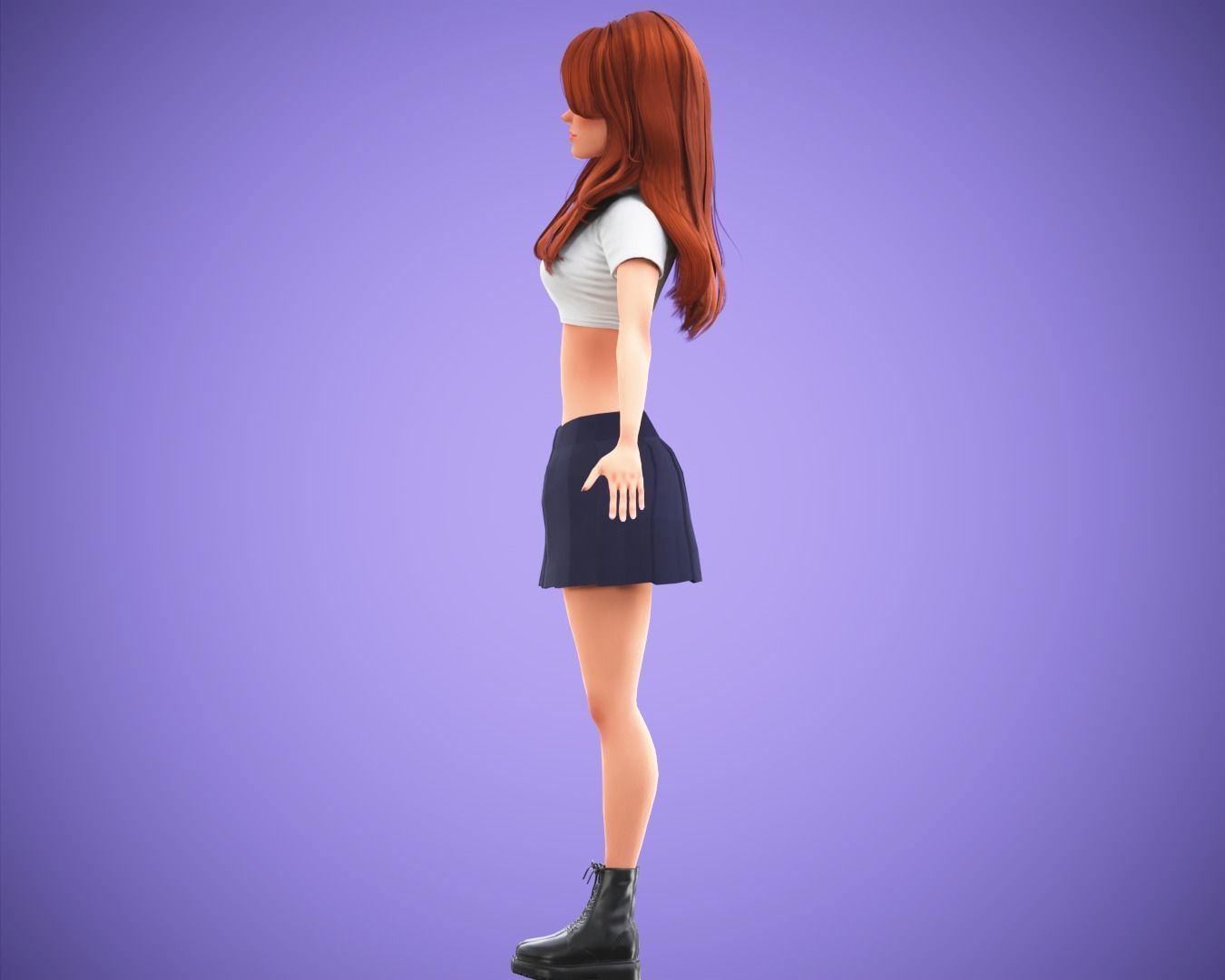 Free Game Cartoon Stylized Girl Character MJ rigged Free low-poly 3D model_10