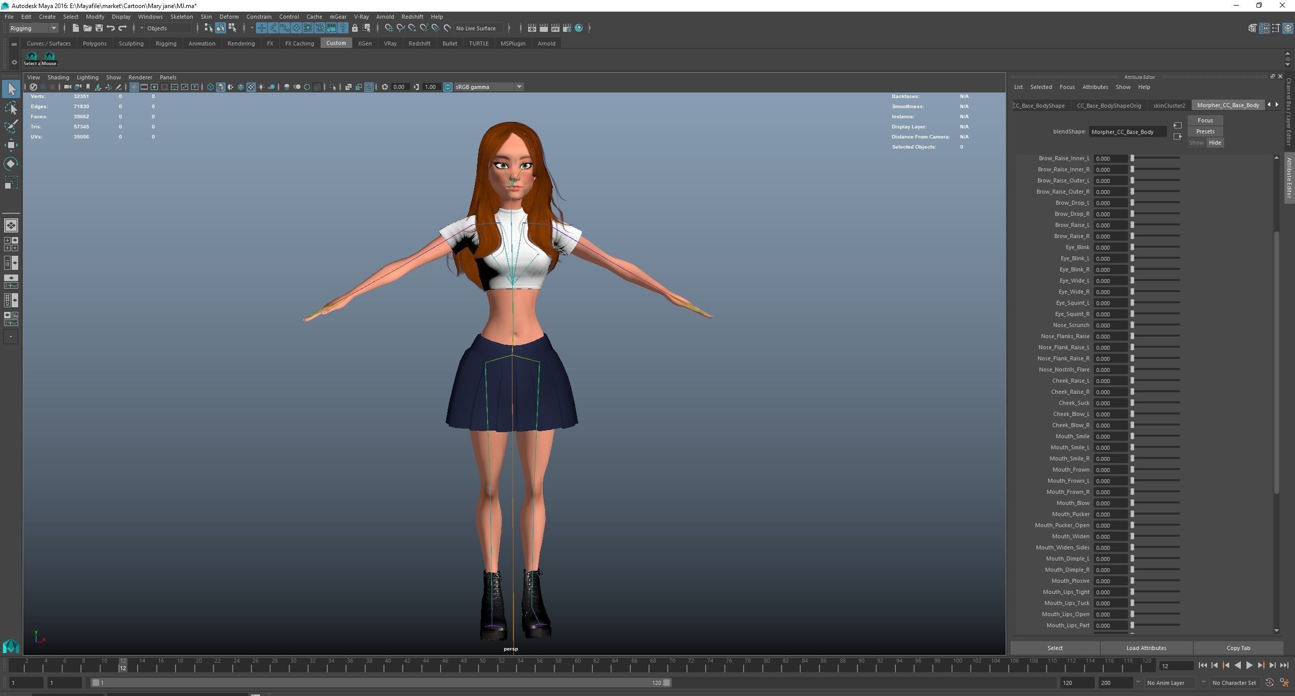 Free Game Cartoon Stylized Girl Character MJ rigged Free low-poly 3D model_25