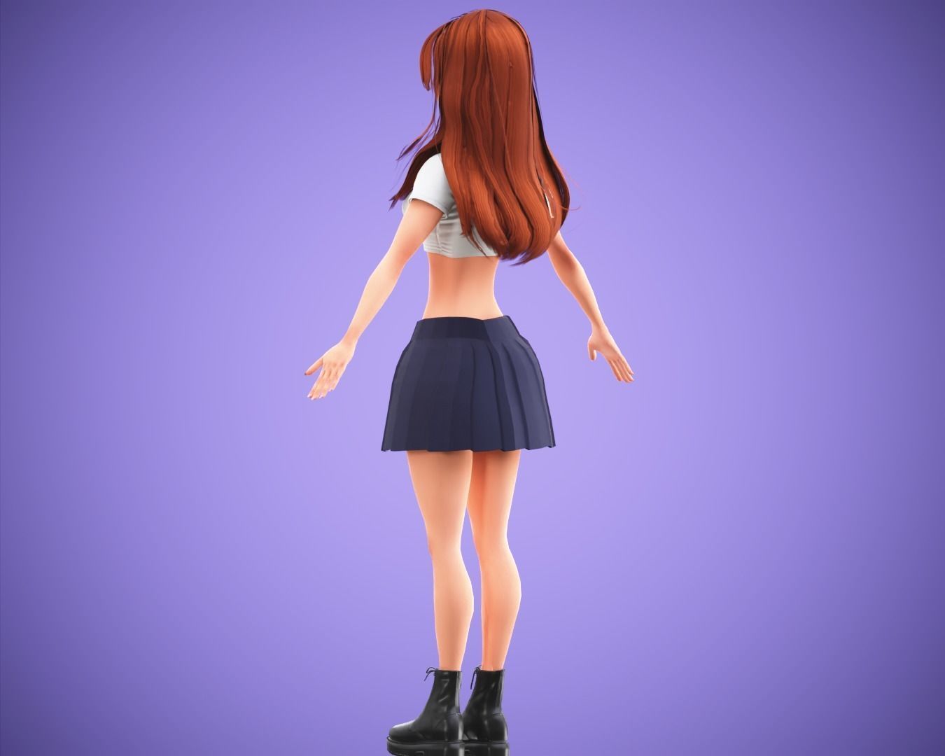 Free Game Cartoon Stylized Girl Character MJ rigged Free low-poly 3D model_12