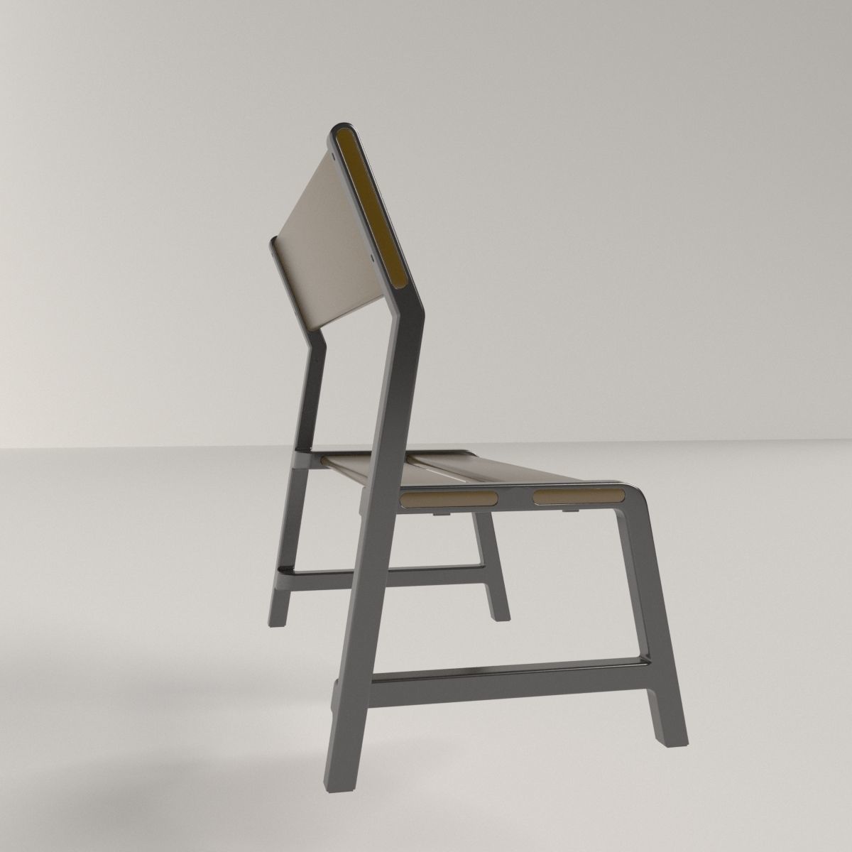 bench with metal frame 3D model_2
