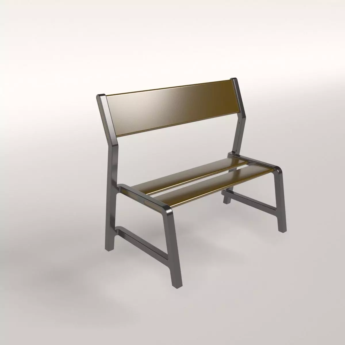 bench with metal frame 3D model_0