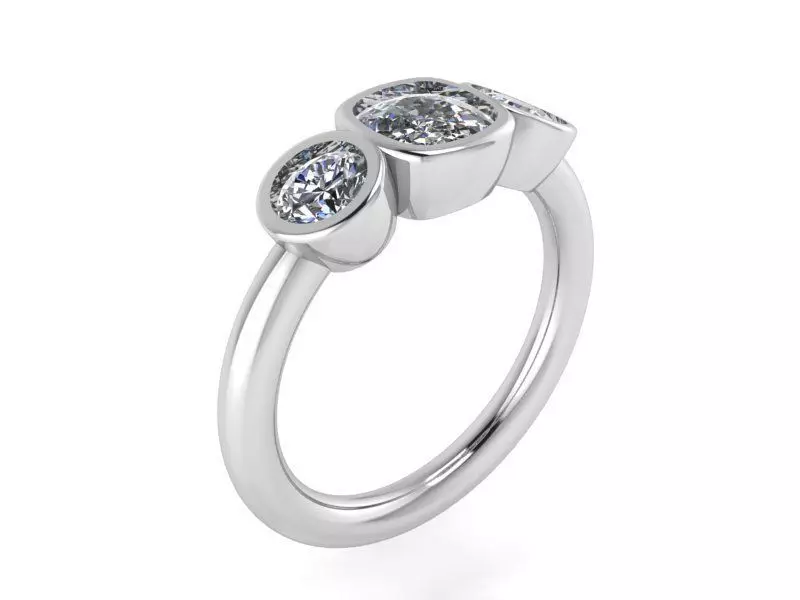 3-Stone Round diamond ring 2233 3D print model 3D print model_0