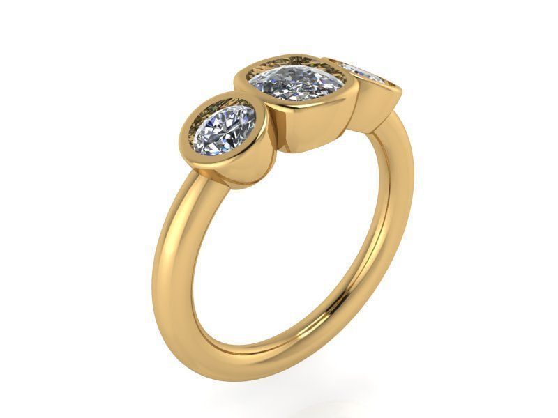 3-Stone Round diamond ring 2233 3D print model 3D print model_1