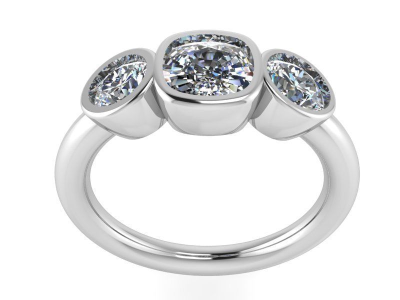 3-Stone Round diamond ring 2233 3D print model 3D print model_2