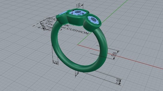 3-Stone Round diamond ring 2233 3D print model 3D print model_5