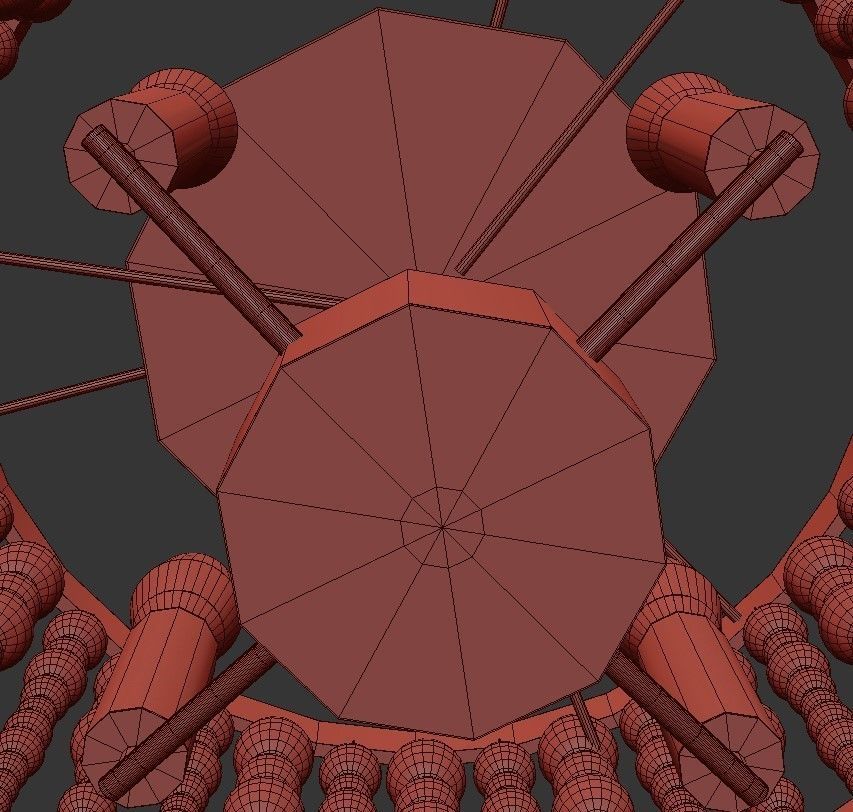 Poppy 3 beaded ceiling light fixture 3D model_2