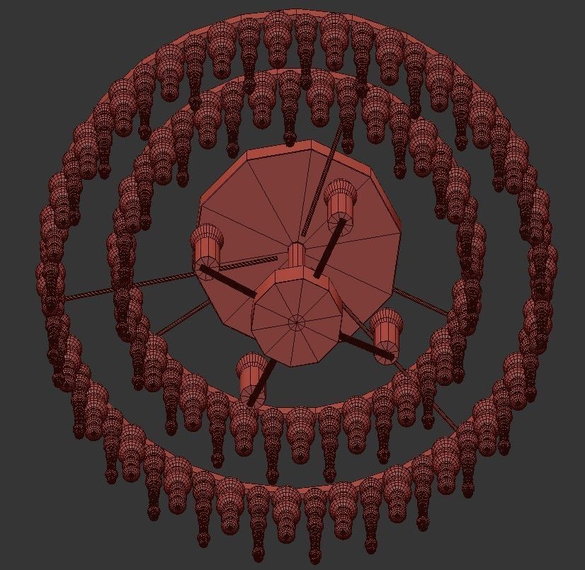 Poppy 3 beaded ceiling light fixture 3D model_1