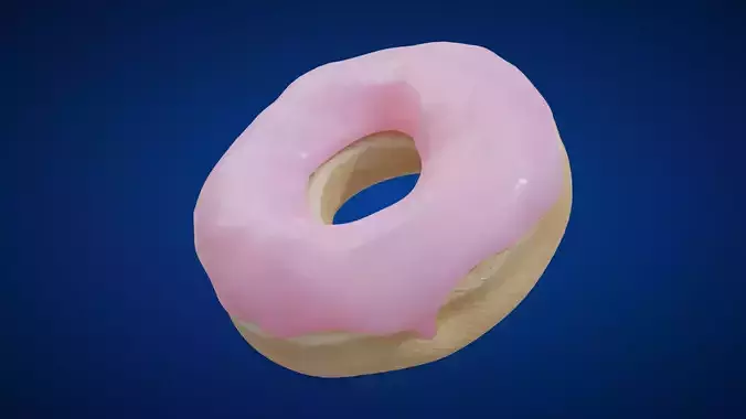 Pink Donut Low-poly 3D model
