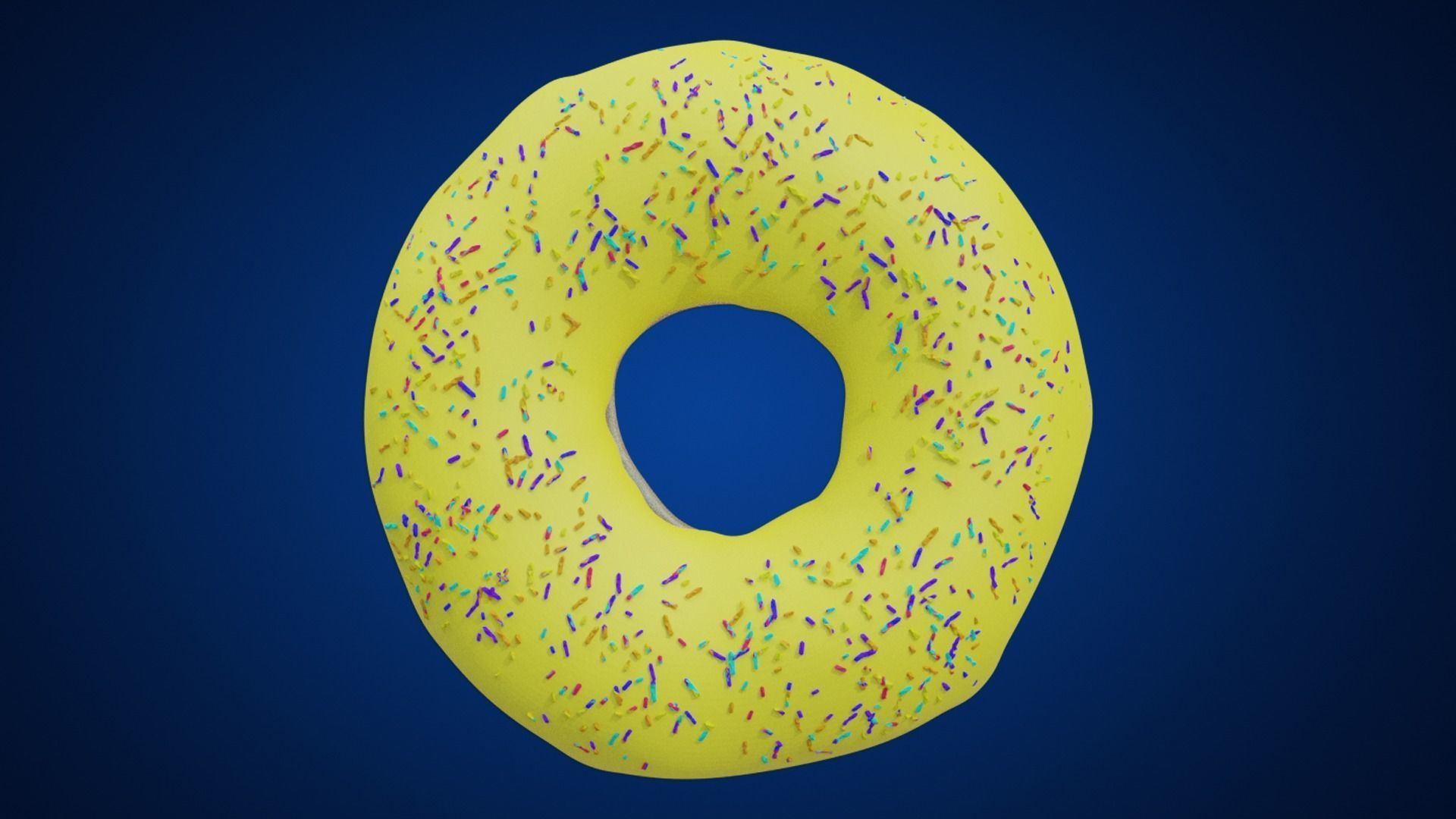 Yellow Donut Low-poly 3D model_3