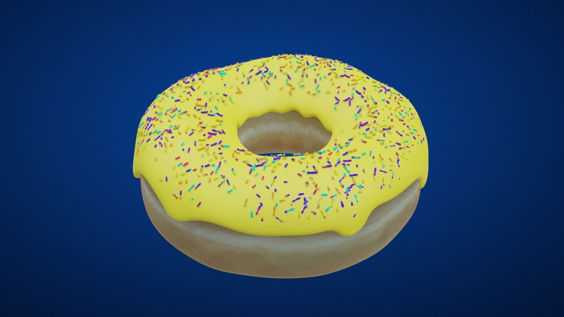 Yellow Donut Low-poly 3D model_9