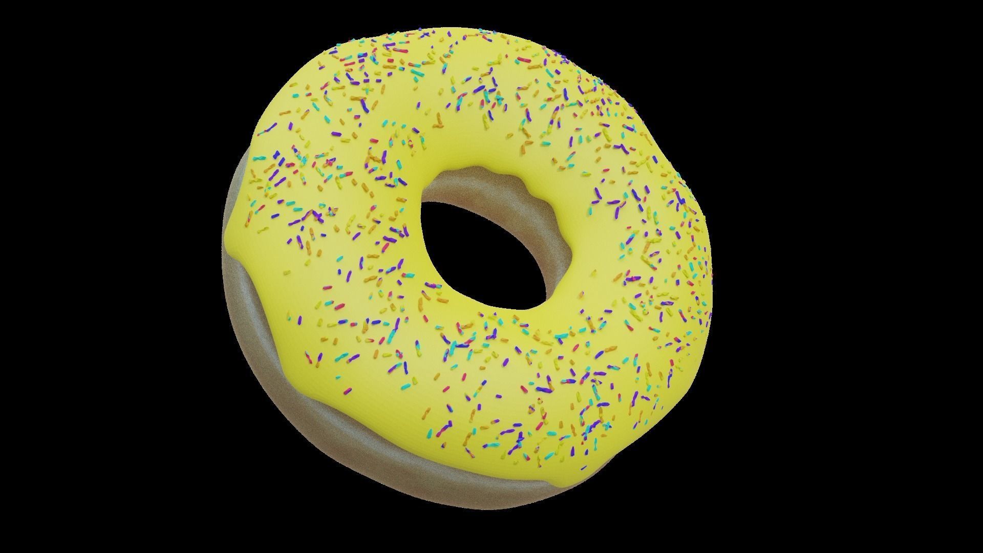 Yellow Donut Low-poly 3D model_2