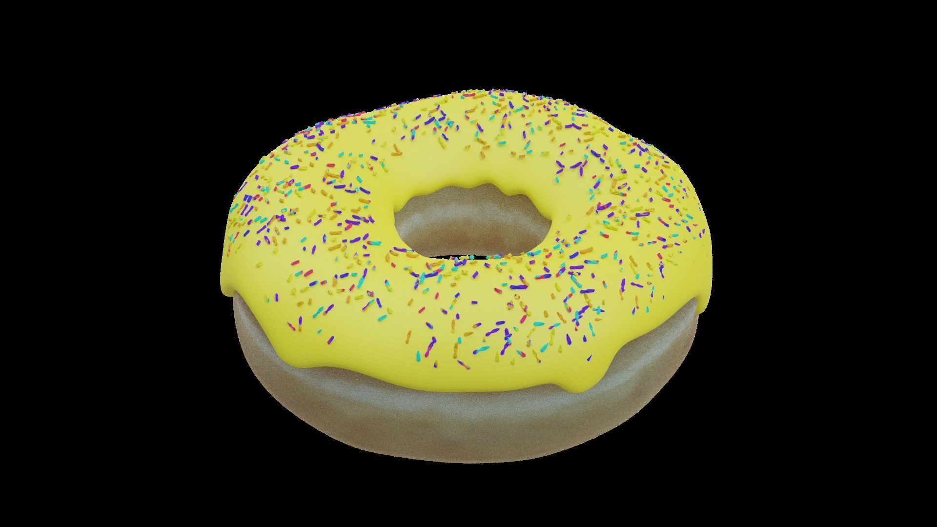 Yellow Donut Low-poly 3D model_15