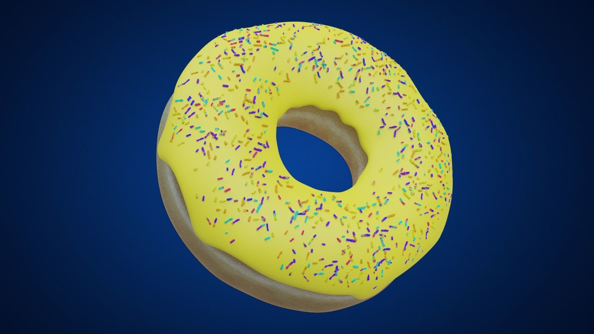 Yellow Donut Low-poly 3D model_19